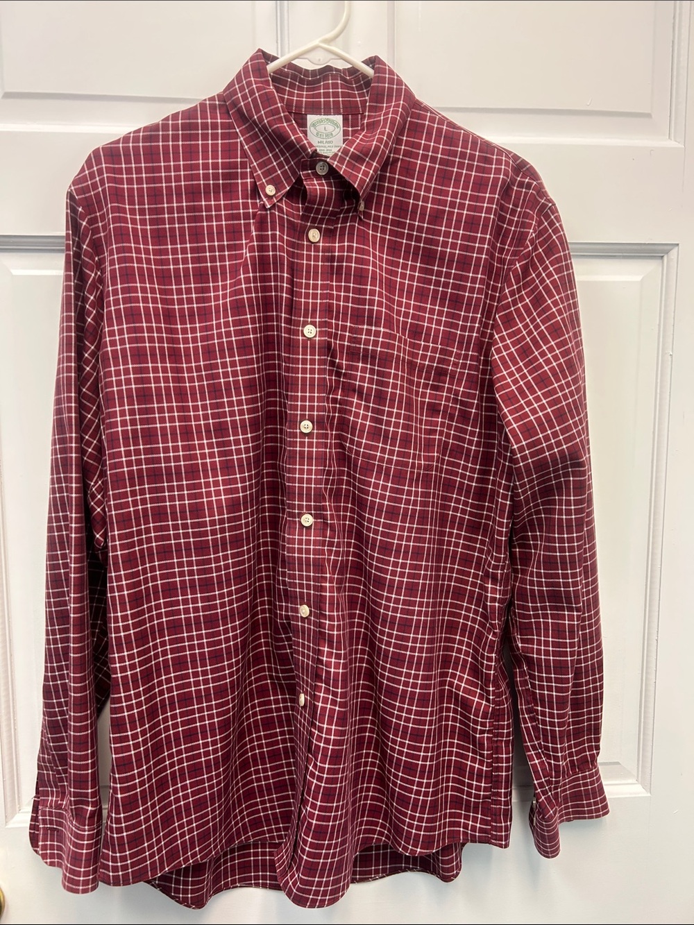 Brooks Brothers Men Non-Iron Supima Cotton Plaid Long Sleeve Button Down Shirt
